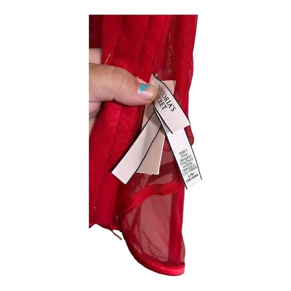 Victoria's Secret Red Lace-Up Corset Top Size M Women's Lace Detailing - Picture 4 of 6